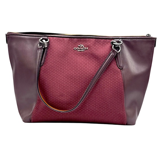 COACH LEGACY Jacquard Oxblood Canvas and Leather Tote Shopper Bag F57246 - Picture 1 of 6